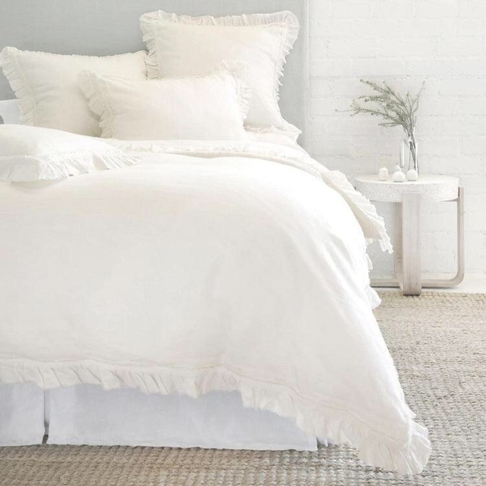 Pom Pom Mathilde Cream Linen Euro Shams Set of 2